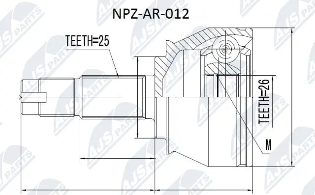 NPZ-AR-012 NTY Шарнирный комплект, приводной вал (фото 1)