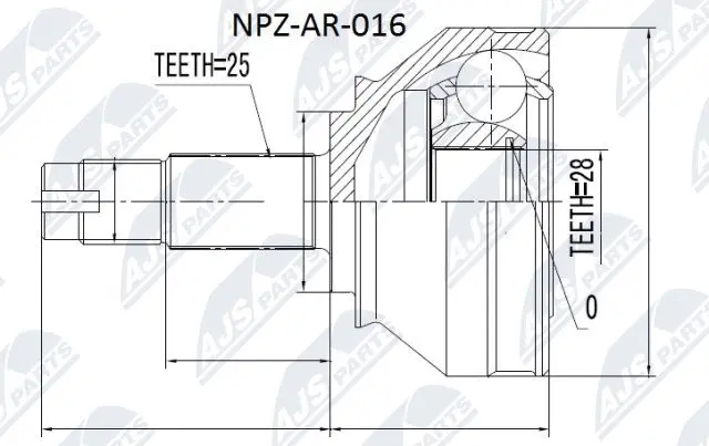 NPZ-AR-016 NTY Шарнирный комплект, приводной вал (фото 1)