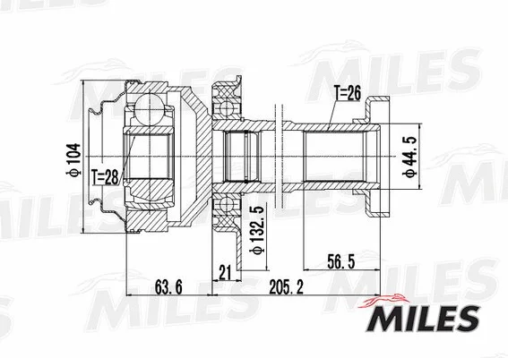 GA10037 MILES Шарнирный комплект, приводной вал (фото 3)