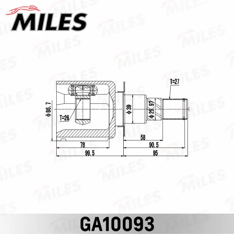 GA10093 MILES Шарнирный комплект, приводной вал (фото 3)