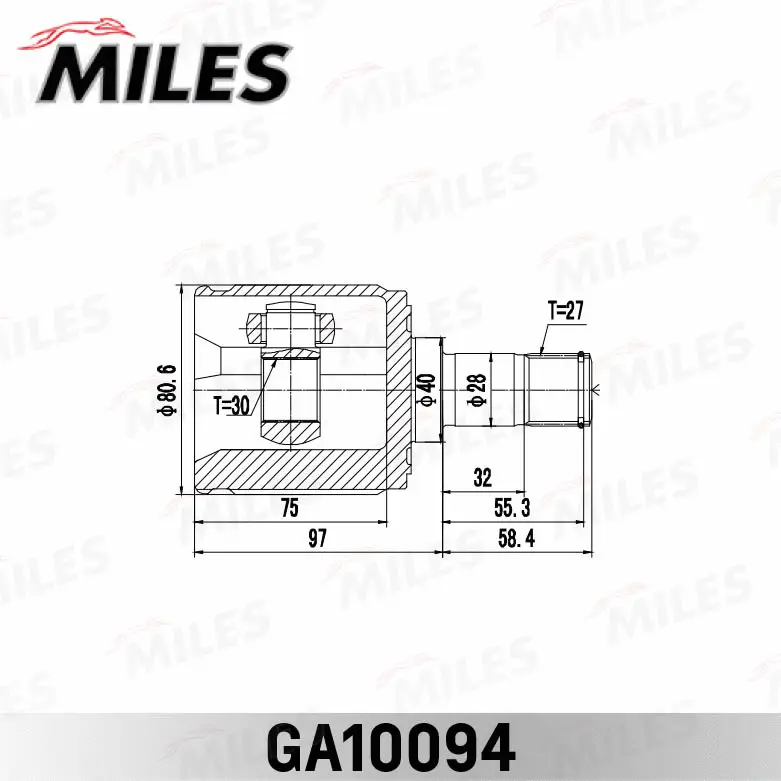 GA10094 MILES Шарнирный комплект, приводной вал (фото 3)
