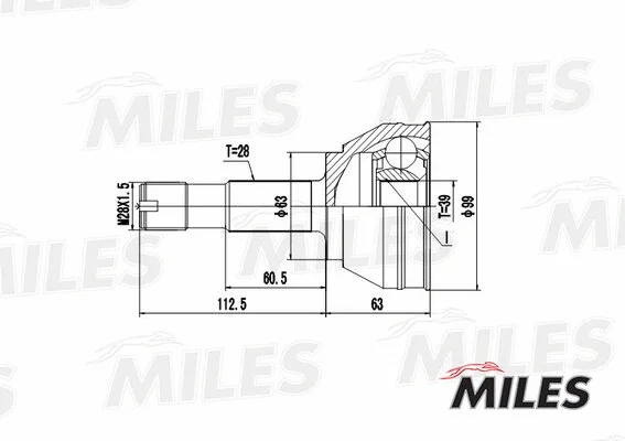 GA20070 MILES Шарнирный комплект, приводной вал (фото 3)