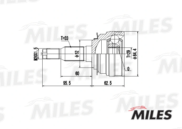 GA20077 MILES Шарнирный комплект, приводной вал (фото 3)
