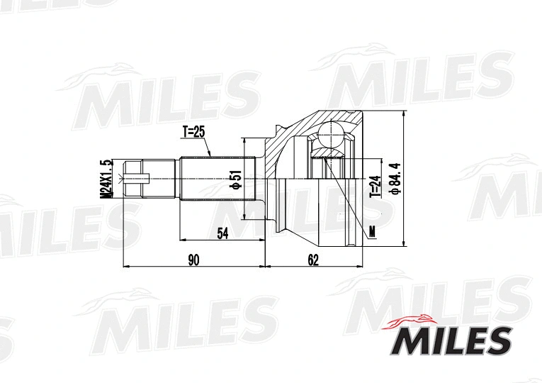 GA20092 MILES Шарнирный комплект, приводной вал (фото 3)