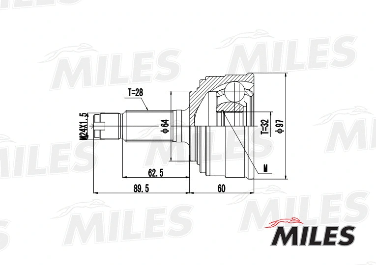 GA20154 MILES Шарнирный комплект, приводной вал (фото 3)