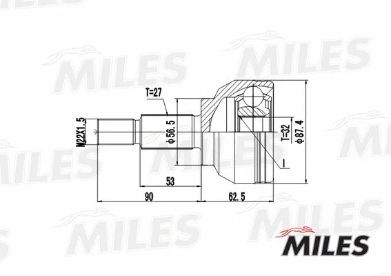 GA20390 MILES Шарнирный комплект, приводной вал (фото 2)
