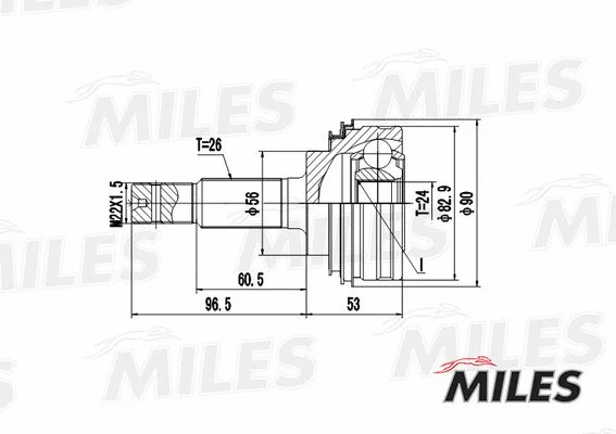 GA20464 MILES Шарнирный комплект, приводной вал (фото 1)