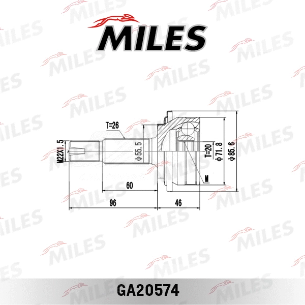 GA20574 MILES Шарнирный комплект, приводной вал (фото 3)