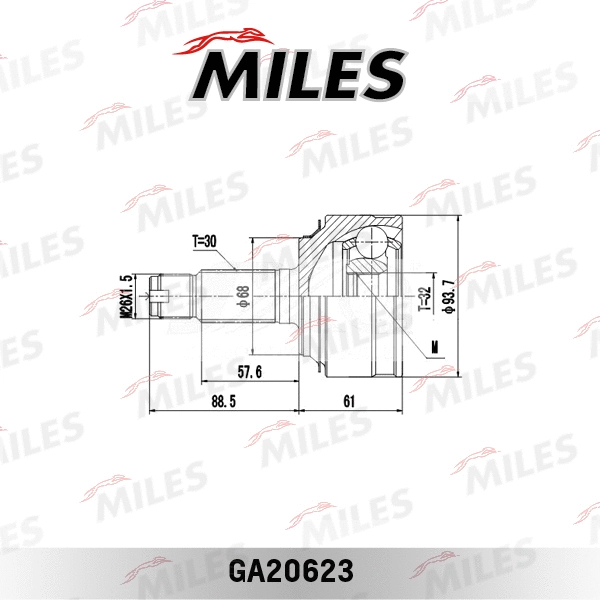 GA20623 MILES Шарнирный комплект, приводной вал (фото 3)