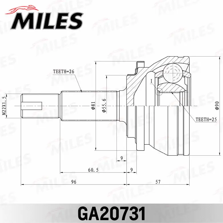 GA20731 MILES Шарнирный комплект, приводной вал (фото 3)