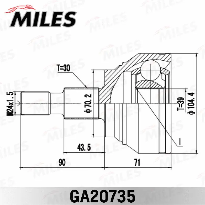 GA20735 MILES Шарнирный комплект, приводной вал (фото 3)