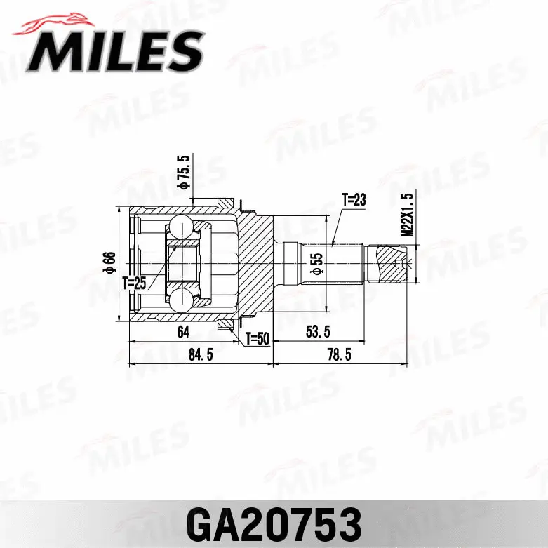 GA20753 MILES Шарнирный комплект, приводной вал (фото 3)