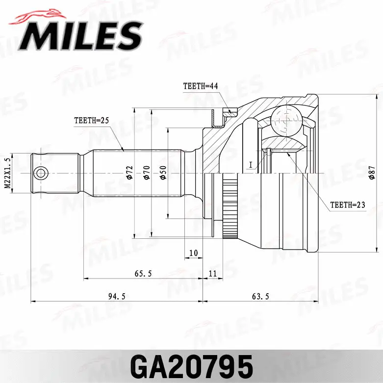 GA20795 MILES Шарнирный комплект, приводной вал (фото 3)