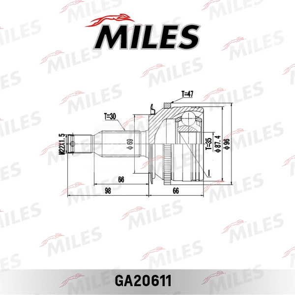 GA20611 MILES Шарнир, приводной вал (фото 3)
