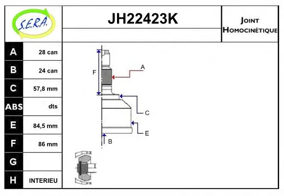JH22423K SERA Шрус наружний (со стороны колеса) (фото 1)