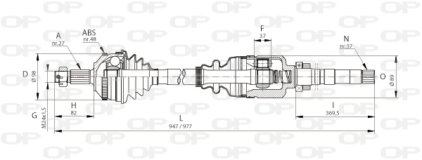 DRS6053.00 OPEN PARTS Приводной вал (фото 1)