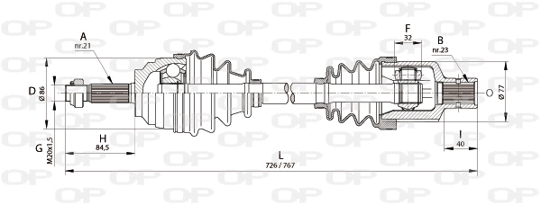 DRS6134.00 OPEN PARTS Приводной вал (фото 1)