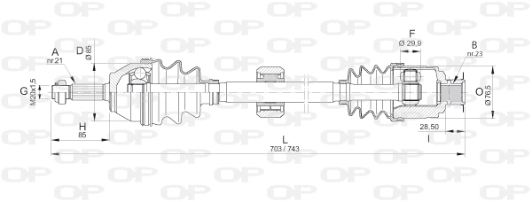 DRS6147.00 OPEN PARTS Приводной вал (фото 1)