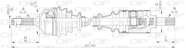 DRS6160.00 OPEN PARTS Приводной вал (фото 1)