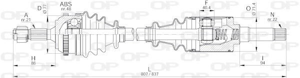 DRS6215.00 OPEN PARTS Приводной вал (фото 1)