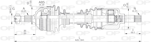 DRS6226.00 OPEN PARTS Приводной вал (фото 1)