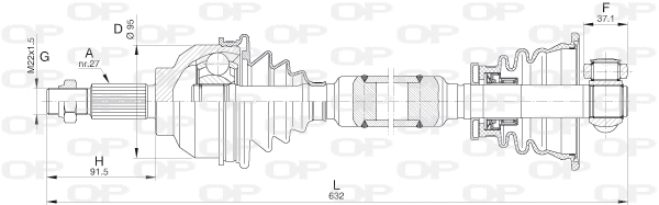 DRS6241.00 OPEN PARTS Приводной вал (фото 1)