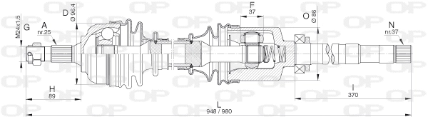 DRS6316.00 OPEN PARTS Приводной вал (фото 1)