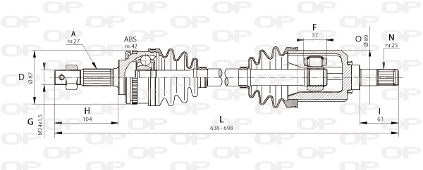 DRS6325.00 OPEN PARTS Приводной вал (фото 1)