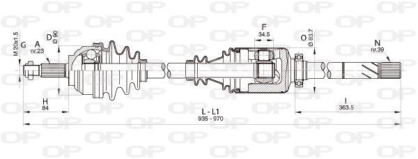 DRS6344.00 OPEN PARTS Приводной вал (фото 1)