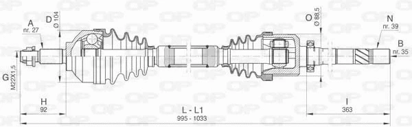 DRS6480.00 OPEN PARTS Приводной вал (фото 1)