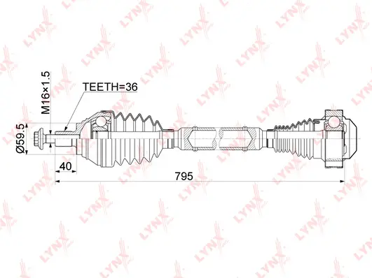 CD-1139 LYNXAUTO Приводной вал (фото 1)