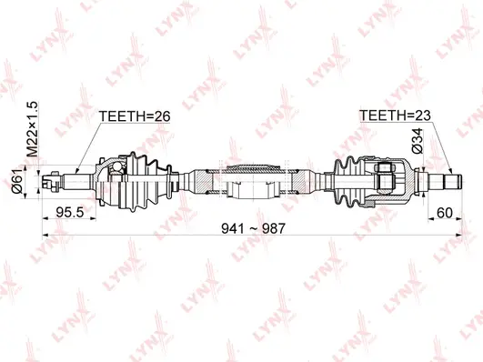 CD-1153 LYNXAUTO Приводной вал (фото 1)
