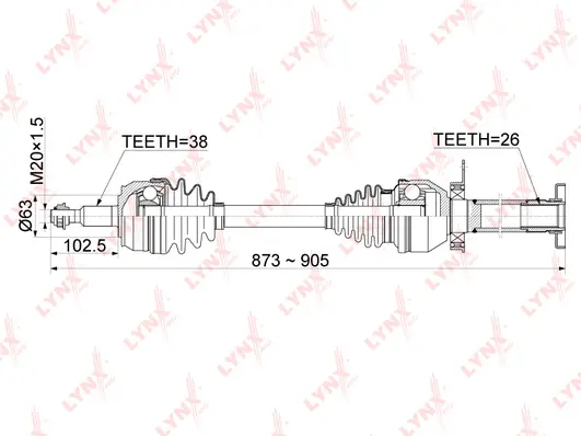 CD-1164 LYNXAUTO Приводной вал (фото 1)