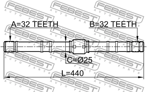 0212-SR20RH FEBEST Приводной вал (фото 1)