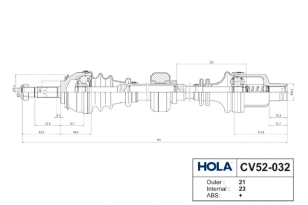CV52-032 HOLA Приводной вал (фото 3)
