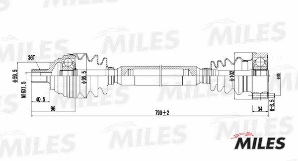 GC02002 MILES Приводной вал (фото 3)