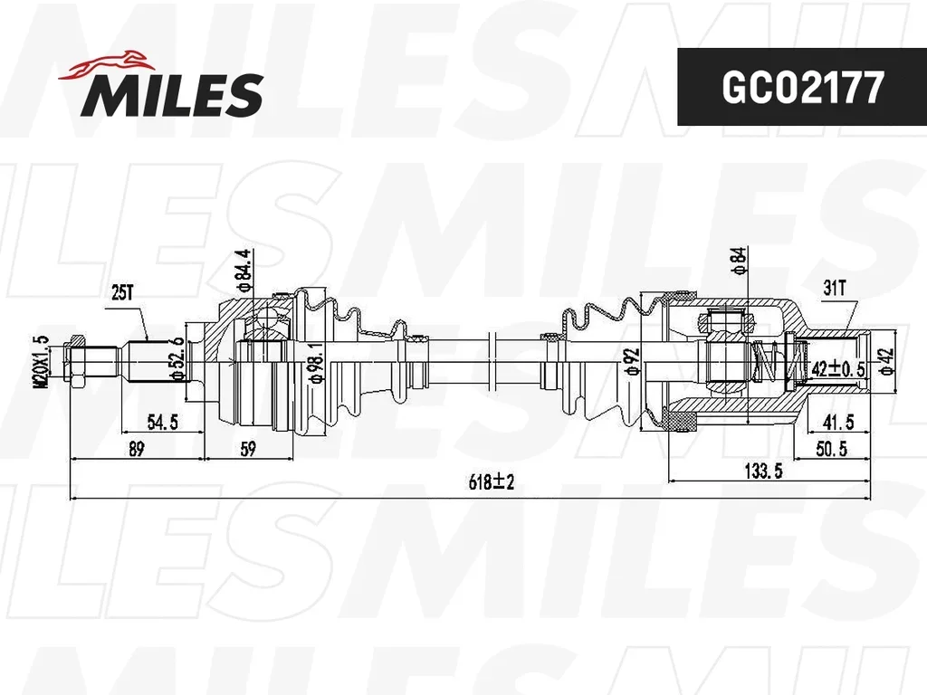 GC02177 MILES Приводной вал (фото 1)