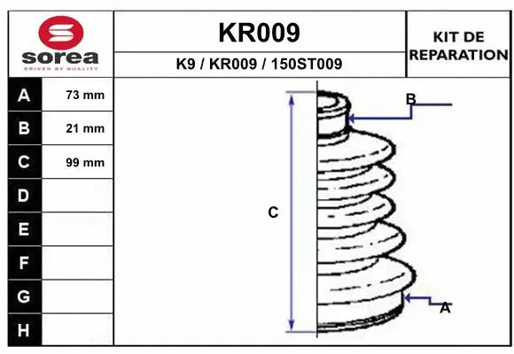KR009 EAI Комплект пыльника, приводной вал (фото 1)
