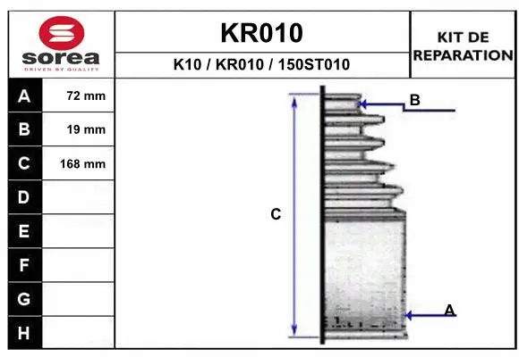 KR010 EAI Комплект пыльника, приводной вал (фото 1)