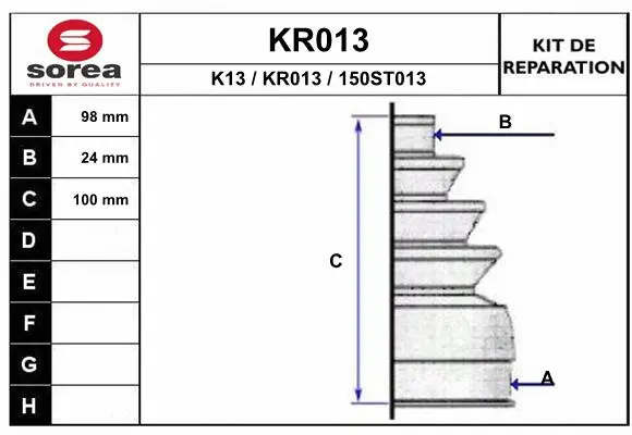 KR013 EAI Комплект пыльника, приводной вал (фото 1)