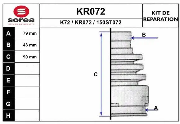 KR072 EAI Комплект пыльника, приводной вал (фото 1)