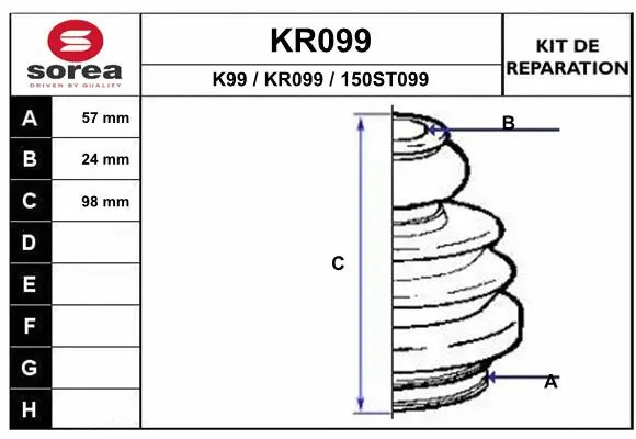 KR099 EAI Комплект пыльника, приводной вал (фото 1)