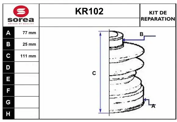 KR102 EAI Комплект пыльника, приводной вал (фото 1)