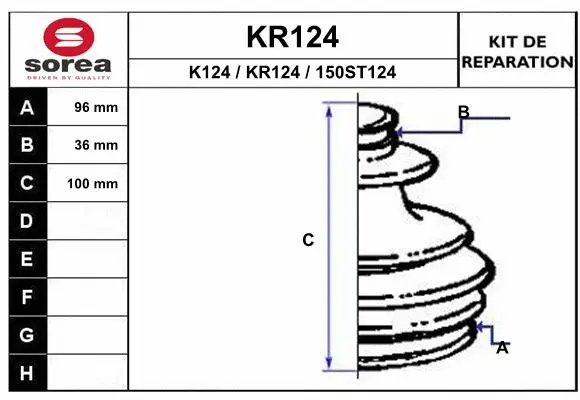 KR124 EAI Комплект пыльника, приводной вал (фото 1)