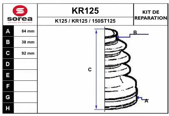 KR125 EAI Комплект пыльника, приводной вал (фото 1)