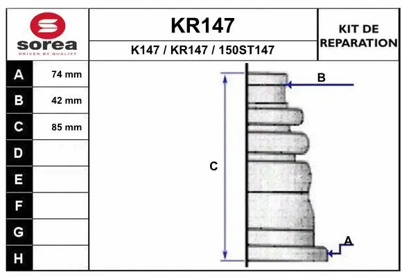 KR147 EAI Комплект пыльника, приводной вал (фото 1)