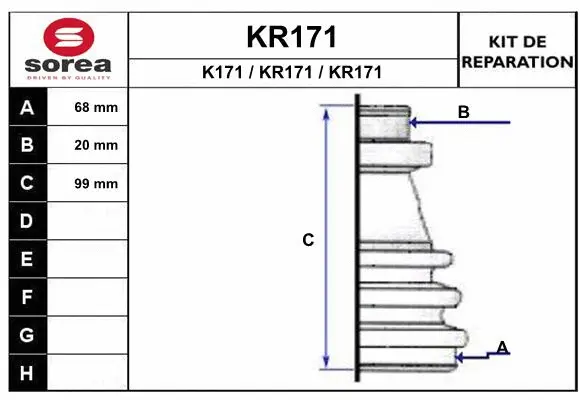 KR171 EAI Комплект пыльника, приводной вал (фото 1)