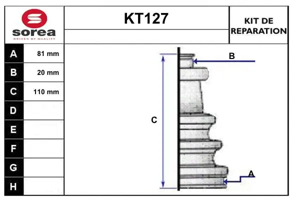 KT127 SERA Комплект пыльника, приводной вал (фото 1)