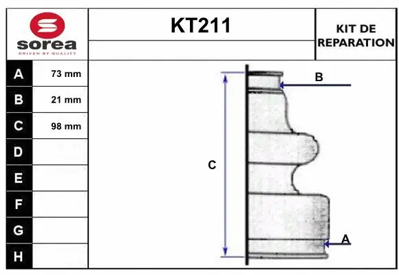 KT211 SERA Комплект пыльника, приводной вал (фото 1)