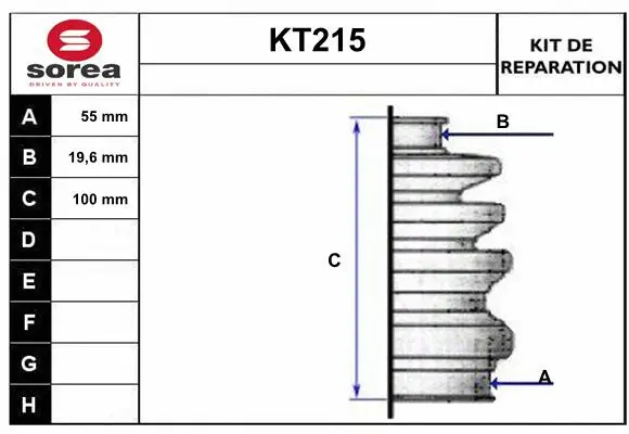 KT215 SERA Комплект пыльника, приводной вал (фото 1)